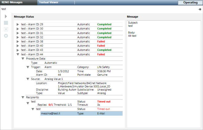 Message Status List in the Primary Pane